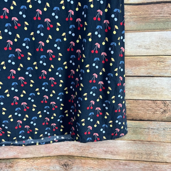 Marine Layer Women's Blue Cherry Print Ryan Midi Slip Skirt Size 0 - Picture 2 of 8
